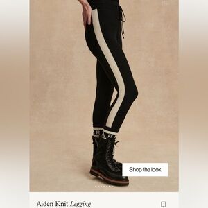 Varley Black Knit Leggings with White Stripe